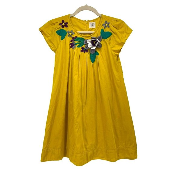 Mini Boden Floral Embroidered Yellow Dress Girls 11-12 years